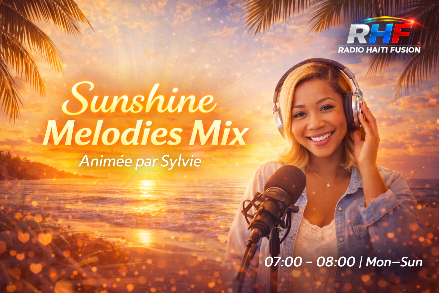 Sunshine Melodies Mix  🕖 07:00 – 08:00 | Mon–Sun 🎙️ Animée par Sylvie