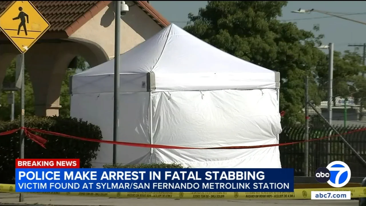 1 dead after stabbing at Metrolink station in Sylmar; suspect caught after hours-long manhunt