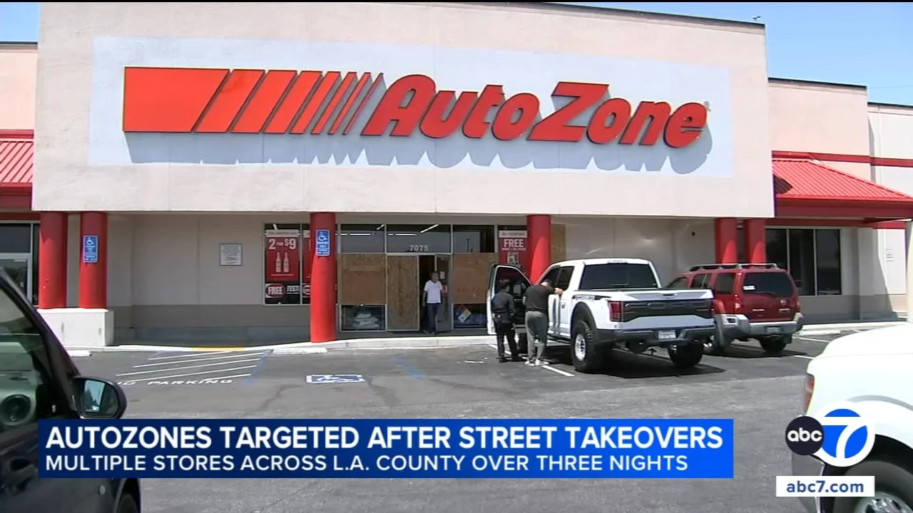 4 arrested after AutoZone, Spirit Halloween store burglarized in Downey