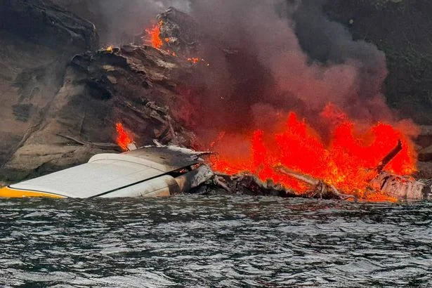All 11 passengers survive after plane crash lands on remote island and explodes